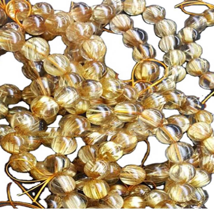 Pulsera Natural Titanium Golden Rutile Plane Roundel Beads 29