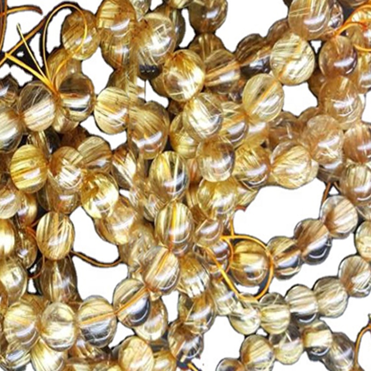 Pulsera Natural Titanium Golden Rutile Plane Roundel Beads 31