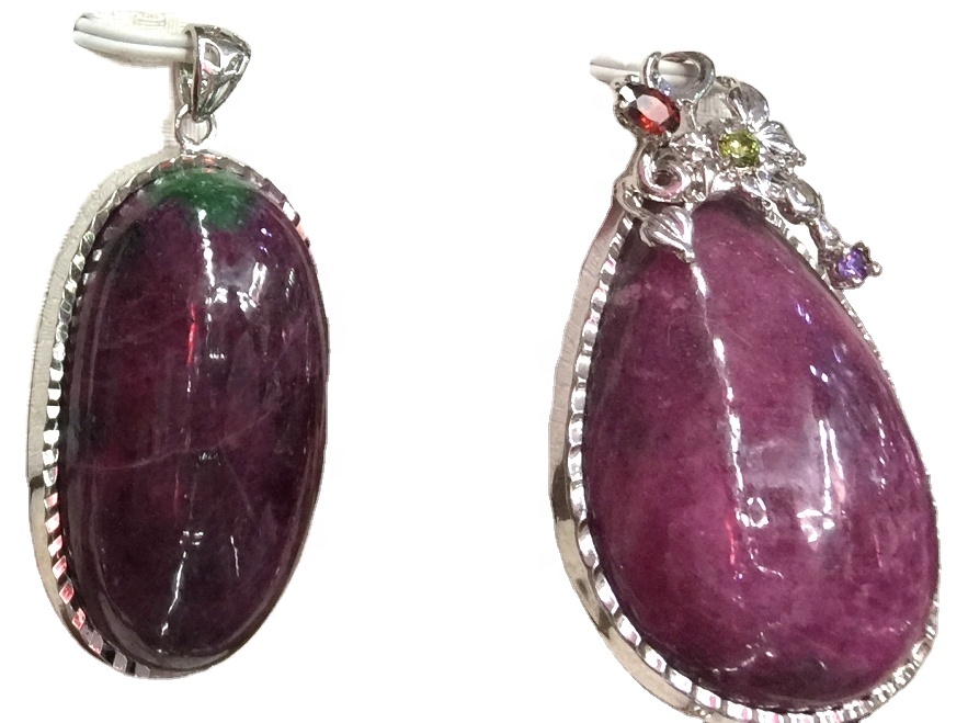 Satış üçün təbii qaya epidot daşın, yaqut zoisite kristal bəzək asqı 9