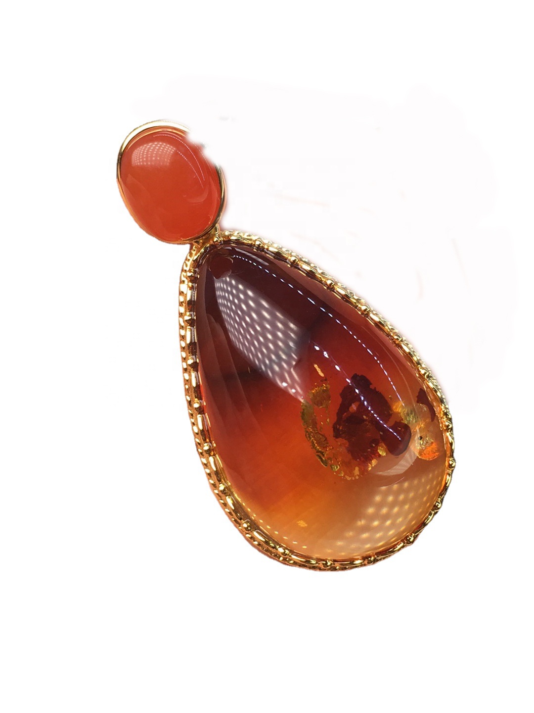 Pupa Amber Tardrop Pendanti / Ayebaye ju Pumtstone Pendanton / Gold Fi ọṣọ ẹbun ti o yangan 13