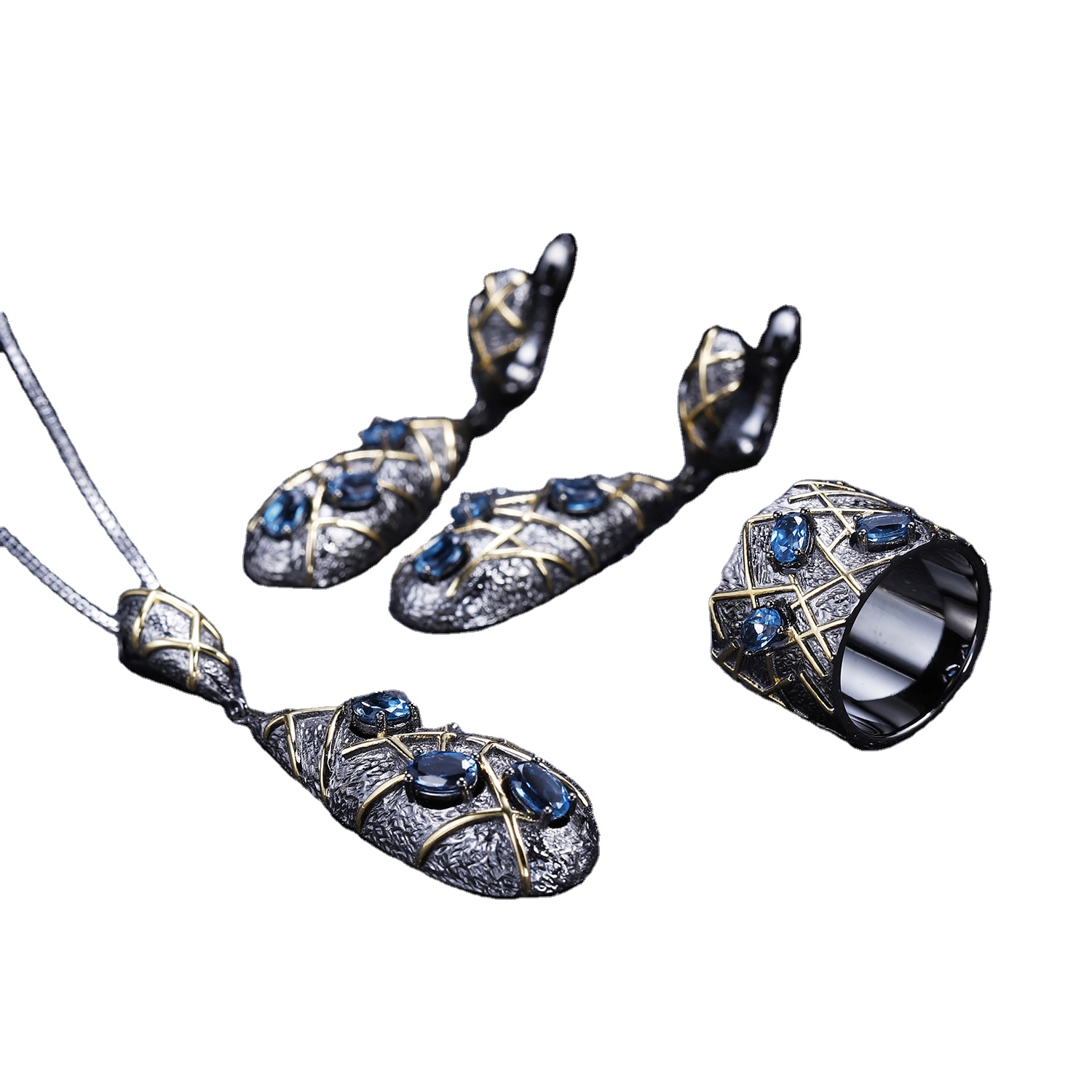 Blue Corundu Gold Golding Mhete 34