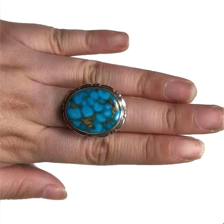 Große Kostümschmucksring Sterling Silber Aussage Türkis Ring 13