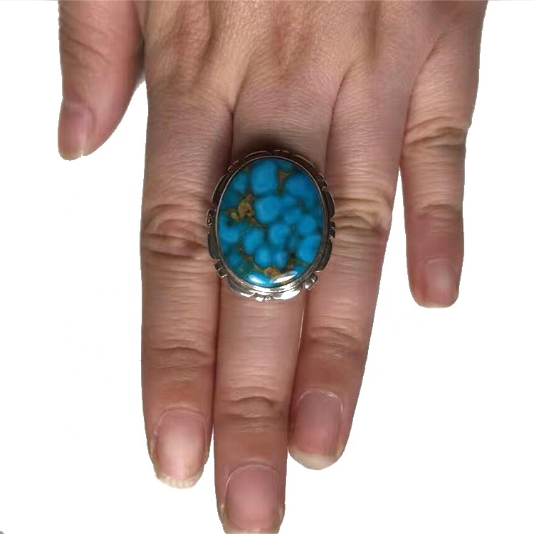 Große Kostümschmucksring Sterling Silber Aussage Türkis Ring 15