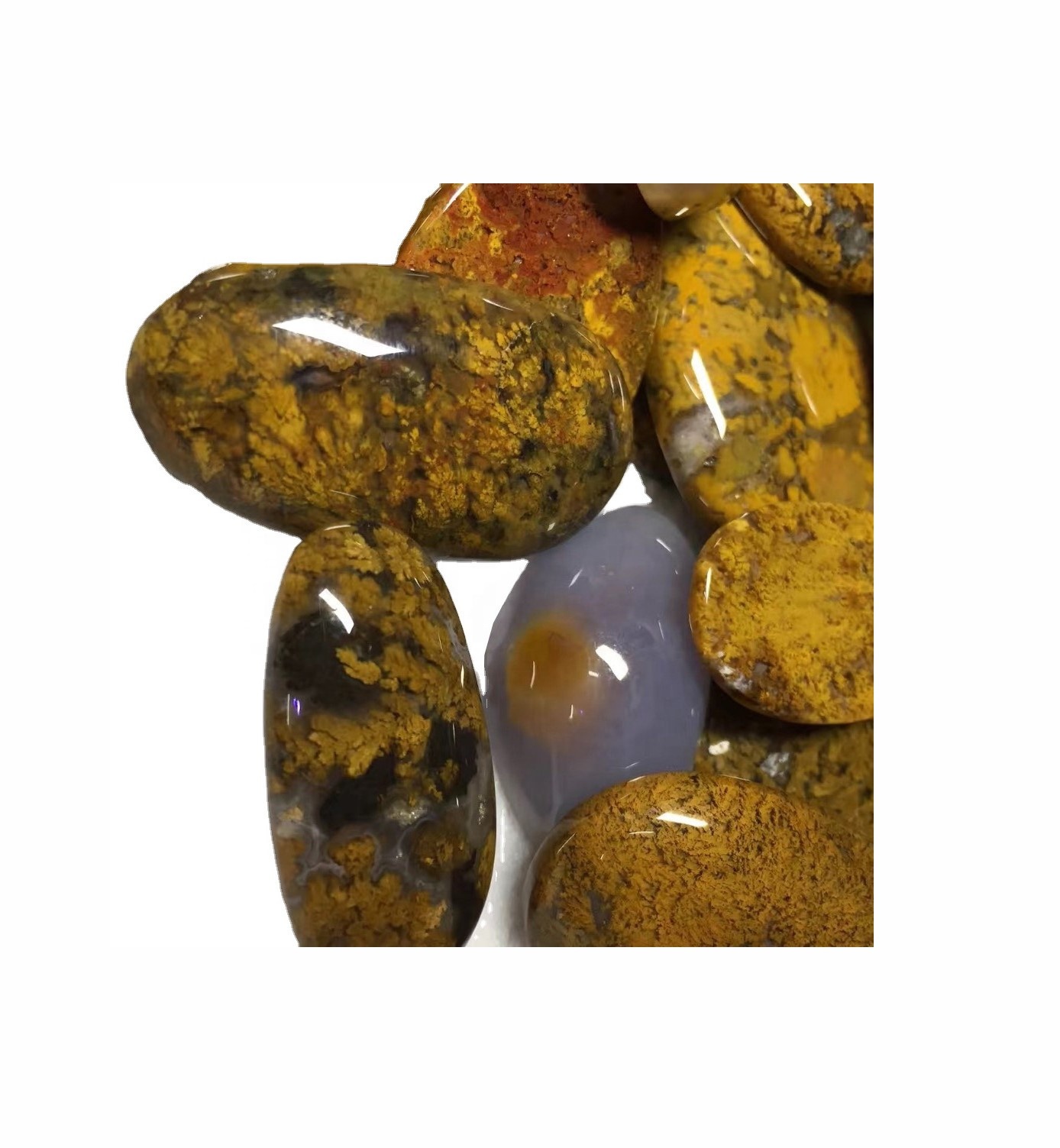 Gemstones Agate Moss All America Kabeh Ukuran Cabochon / Semi Precious Gemstone kanggo Perhiasan Perak 36