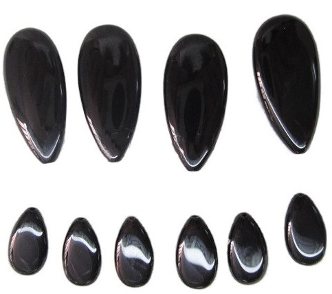 Onyinye Black Onyx Bandochon ogologo marquise Cabochon dị larịị 35