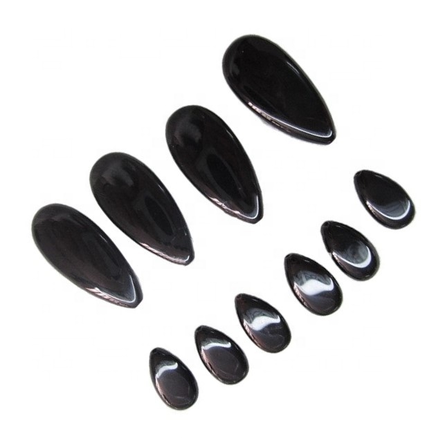 Onyinye Black Onyx Bandochon ogologo marquise Cabochon dị larịị 31