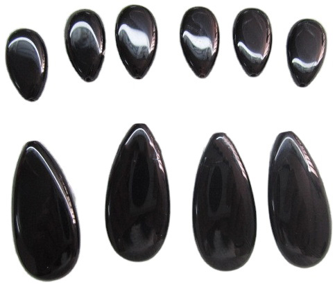 Onyinye Black Onyx Bandochon ogologo marquise Cabochon dị larịị 39