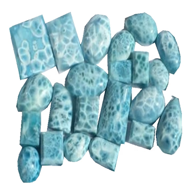Larimar top aaa quality gemstones magarbong hugis cabochon natural 3a kalidad larimar gemstones cabochon lot 30