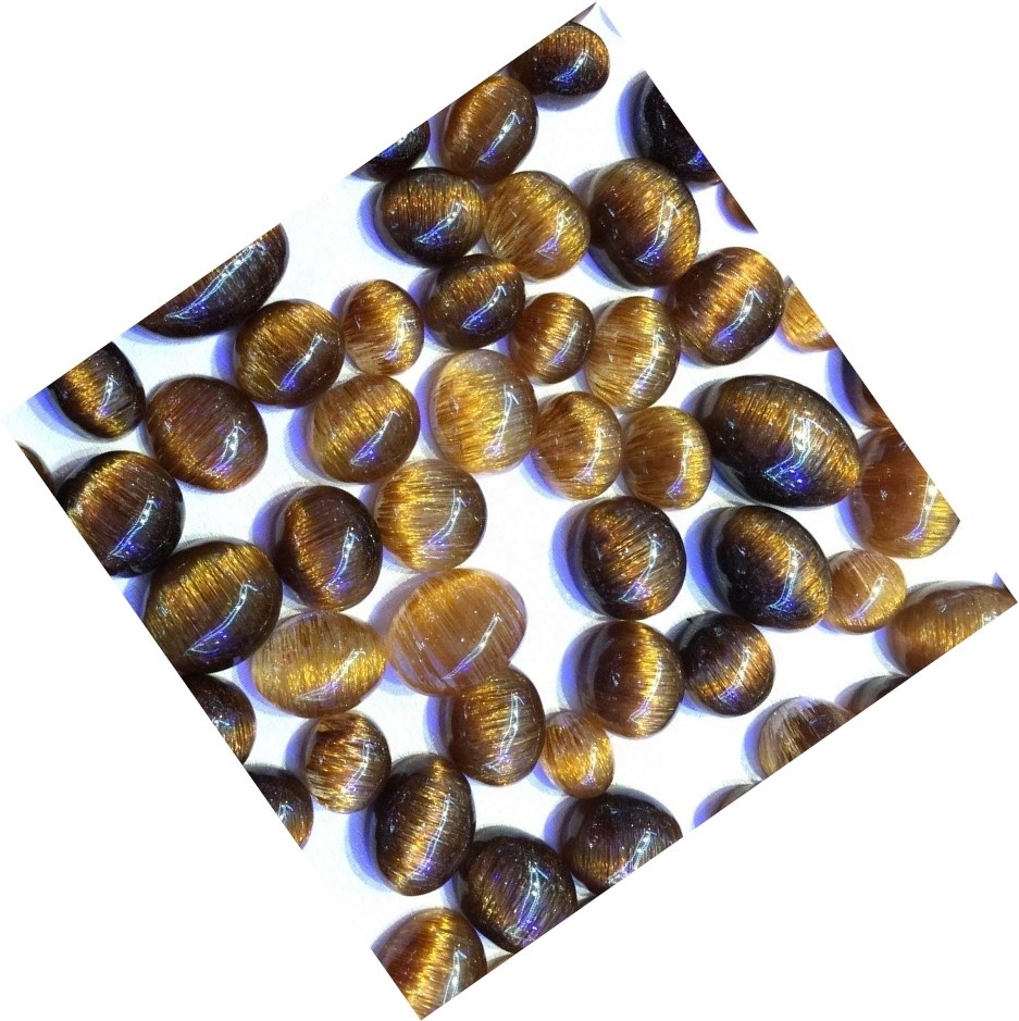 Табиғи сирек кездесетін мыс рутильді кварц Гемстоне Тегіс кабель пішіні 30