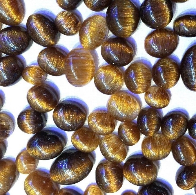 Табиғи сирек кездесетін мыс рутильді кварц Гемстоне Тегіс кабель пішіні 34