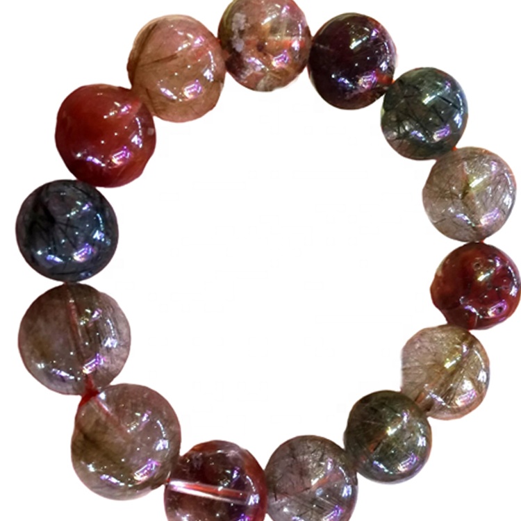 அழகான இயற்கை வண்ணமயமான ருடிலேட் குவார்ட்ஸ் ரத்தினம் காப்பு நகை பெண்கள் \ 'கள் வாடிக்கையாளர்களின் காப்பு 19