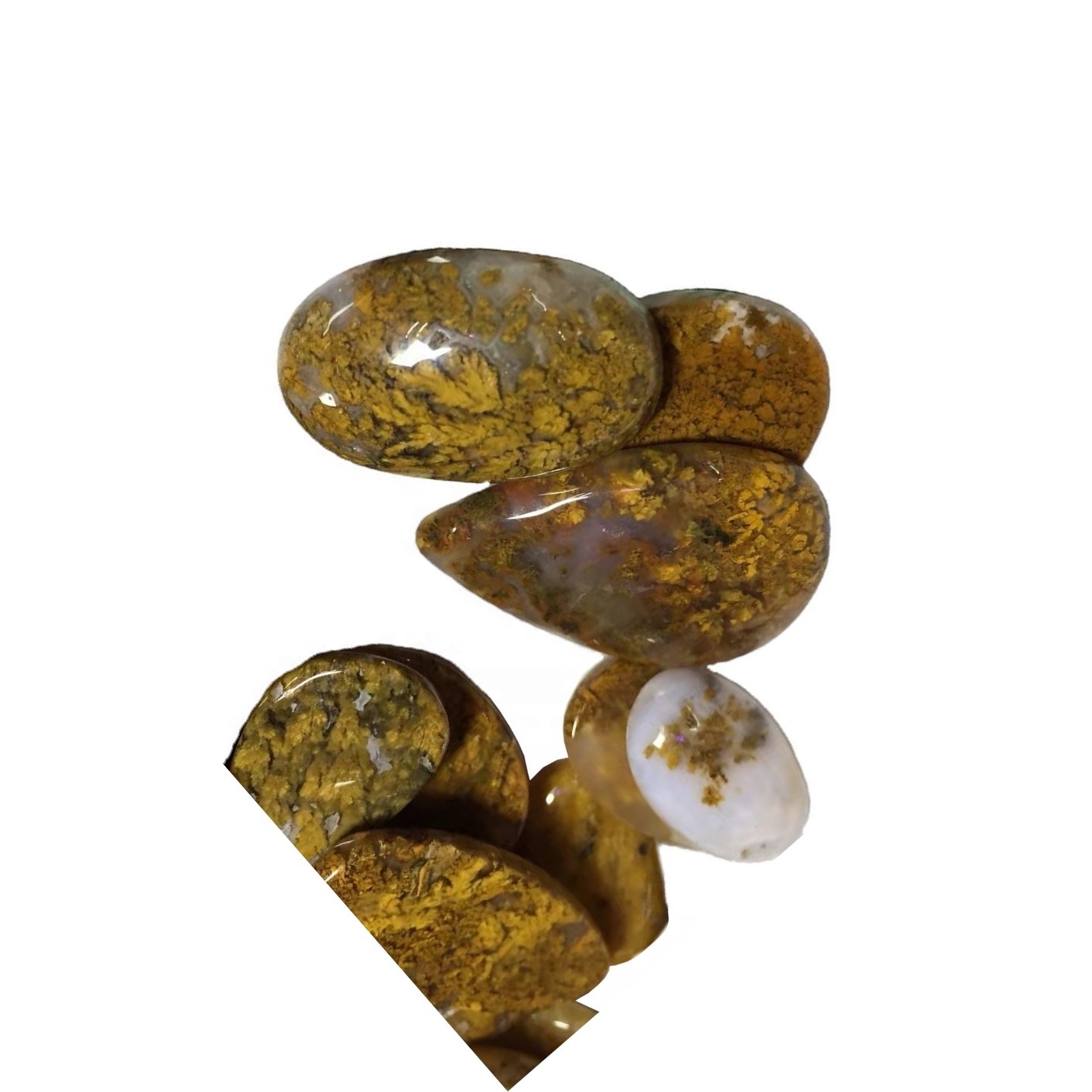 Natyrisht Agate Cabochon Natyrore Yellow MOSS Agate Gemstone Moss Agate JWelyery 30