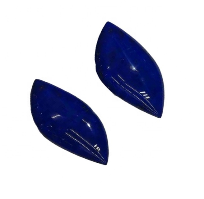 LAZULI สีฟ้าธรรมชาติ Lazuli Cabochon เรียบไพฑูกลับด้านหลังด้านหลังขัดมือขัดเกลา 30