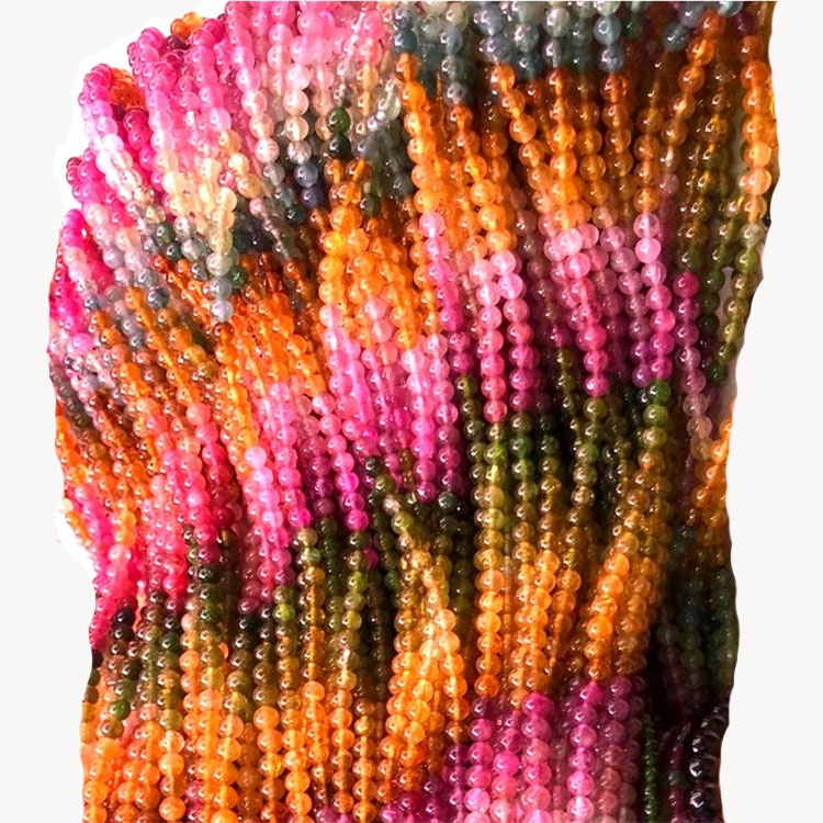 Natural Tourmaline Loose Gemstone Beads круглыя ​​каштоўныя камеры пацеры 31
