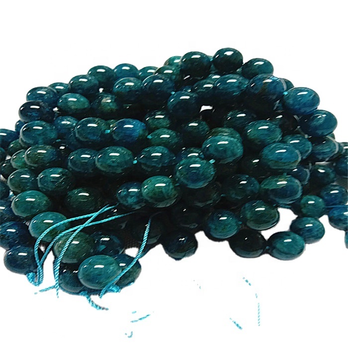 الطبيعية apatite 3A جولة شكل الخرز سلاسل الأحجار الكريمة السلسة والأزرق 9