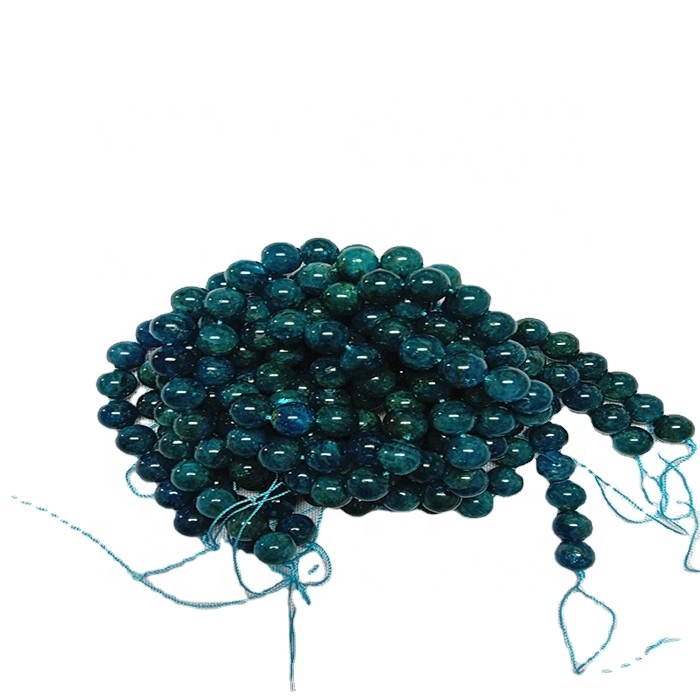 الطبيعية apatite 3A جولة شكل الخرز سلاسل الأحجار الكريمة السلسة والأزرق 7