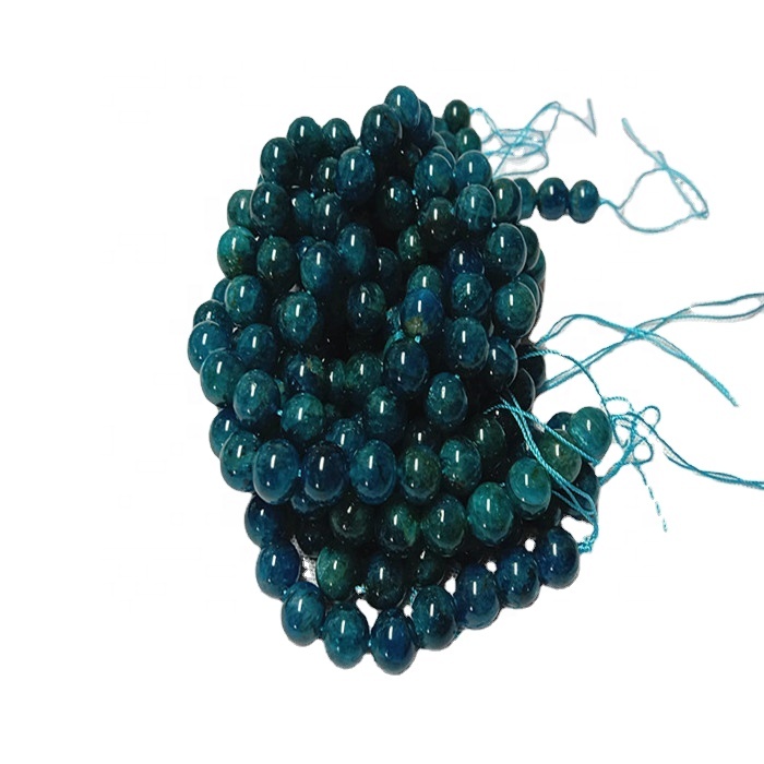 الطبيعية apatite 3A جولة شكل الخرز سلاسل الأحجار الكريمة السلسة والأزرق 11