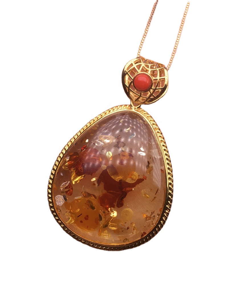 10 ממ זהב דבש אמבר כדור תליון שרשרת 14K זהב מלא או סטרלינג כסף. תכשיטים ענבר זהב ב זהב 20