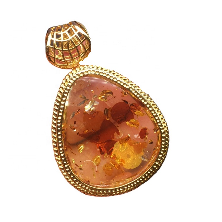 10 ממ זהב דבש אמבר כדור תליון שרשרת 14K זהב מלא או סטרלינג כסף. תכשיטים ענבר זהב ב זהב 22