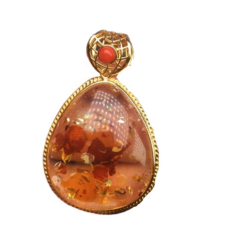 10 ממ זהב דבש אמבר כדור תליון שרשרת 14K זהב מלא או סטרלינג כסף. תכשיטים ענבר זהב ב זהב 26