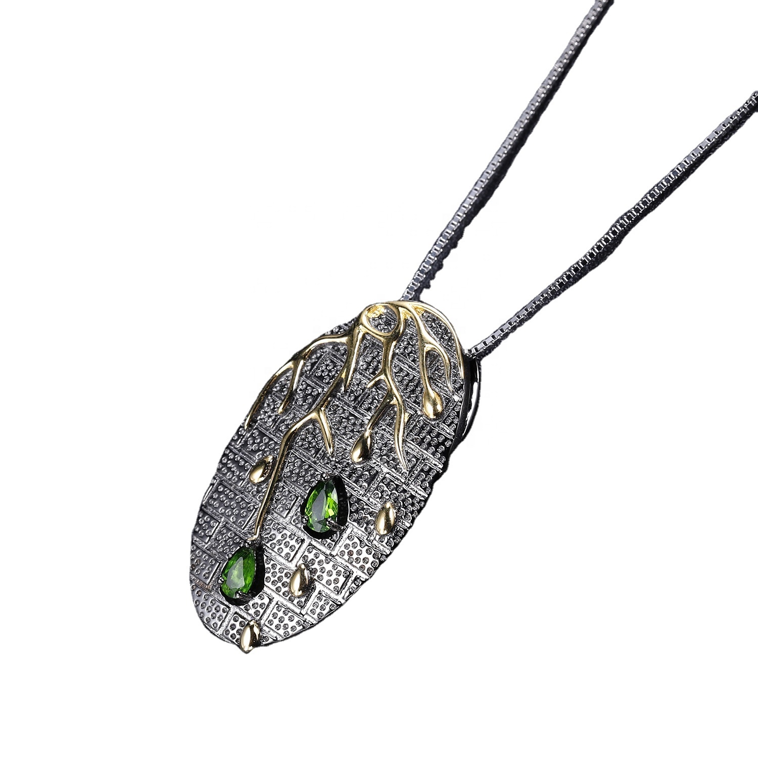 Green Emerald Pondant me ke kaulahao gula. ʻEleʻele nā ​​lei wahine gula. Nā makana hoʻomanaʻo. Pūnaewele Hanohano. Valentine \ 'S lā makana 11