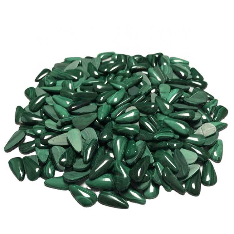 Malachit körte Cabochon Természetes malachit kalibrált síkback ékszerek 31