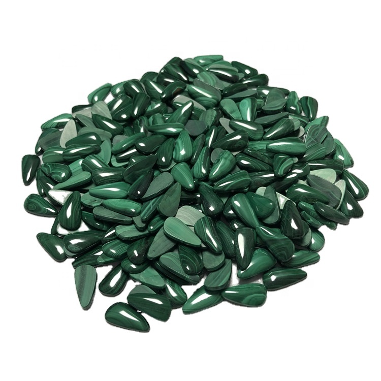 Malachit körte Cabochon Természetes malachit kalibrált síkback ékszerek 37