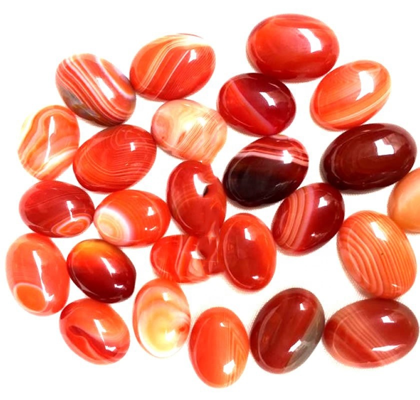 Neon Red Agate Cab Oval Cabochon Red Agate Gemstone Red Semi i çmuar Varëse 37