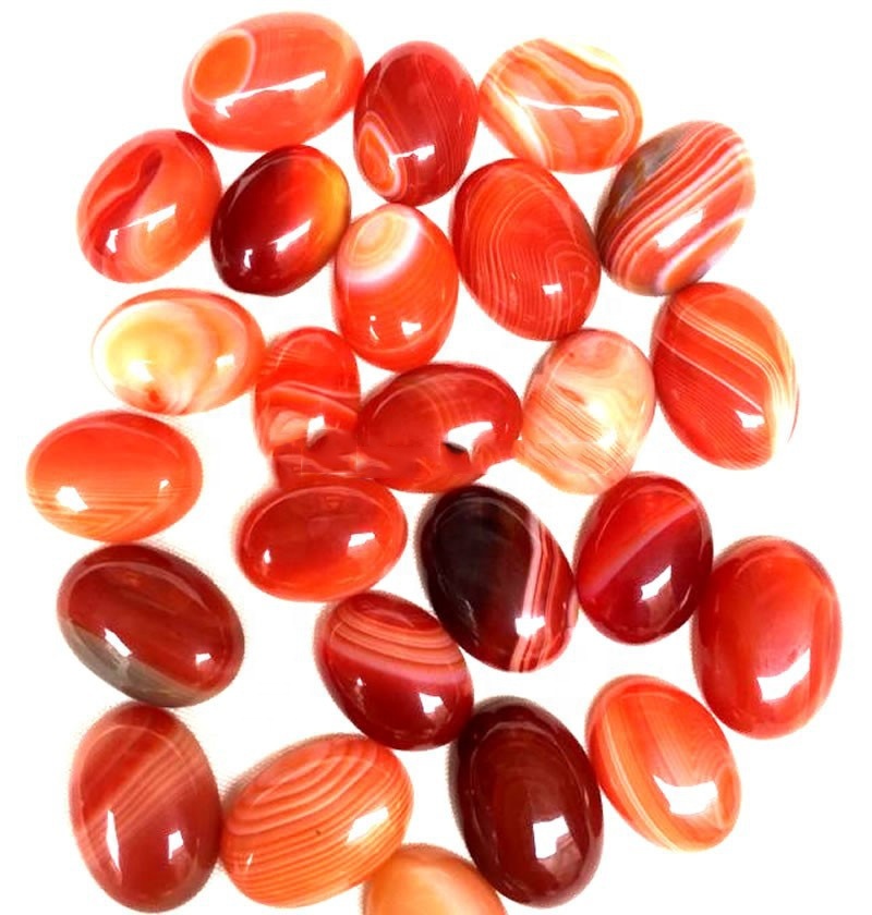 Neon Red Agate Cab Oval Cabochon Red Agate Gemstone Red Semi i çmuar Varëse 39