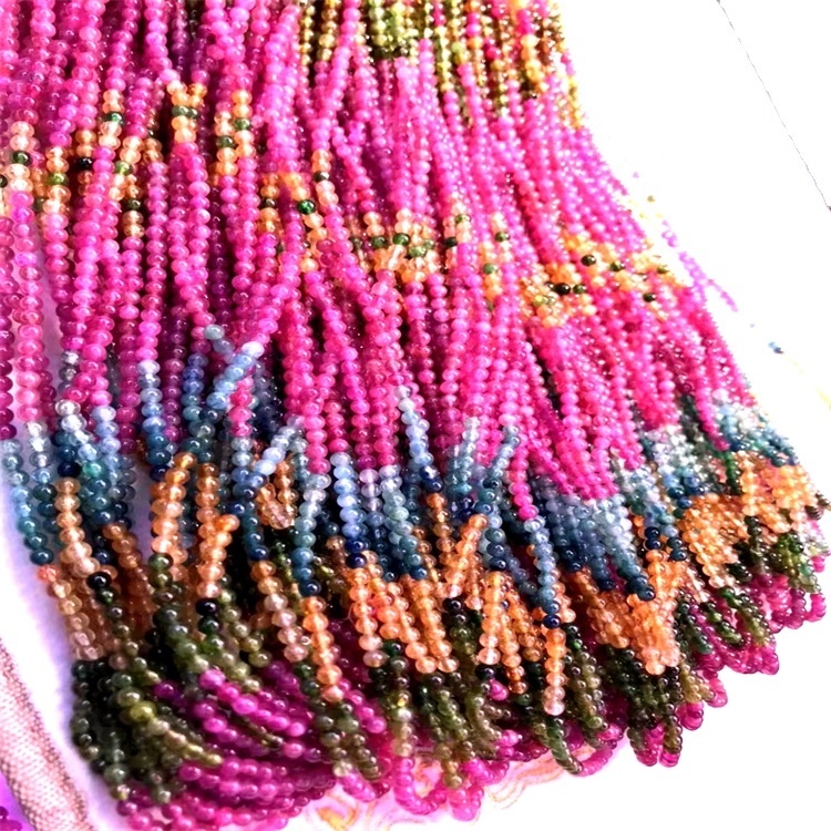 Natural multicolor pepene verde roz turmalina rotund margele 6mm colorat real autentic turism piatră gemstone 16 \ Strand 33