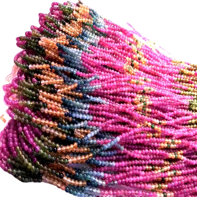 Natural multicolor pepene verde roz turmalina rotund margele 6mm colorat real autentic turism piatră gemstone 16 \ Strand 35