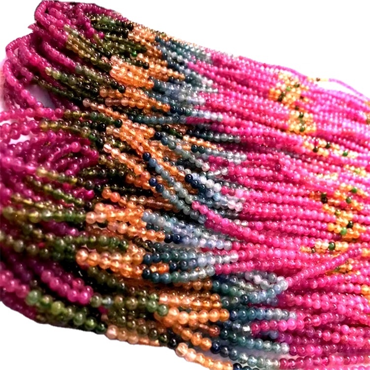 Natural multicolor pepene verde roz turmalina rotund margele 6mm colorat real autentic turism piatră gemstone 16 \ Strand 37