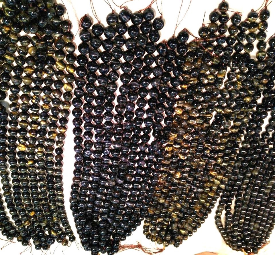 Naturliga 3a Grade Färgglada Round Tiger Eye Pärlor för att göra grossist 36