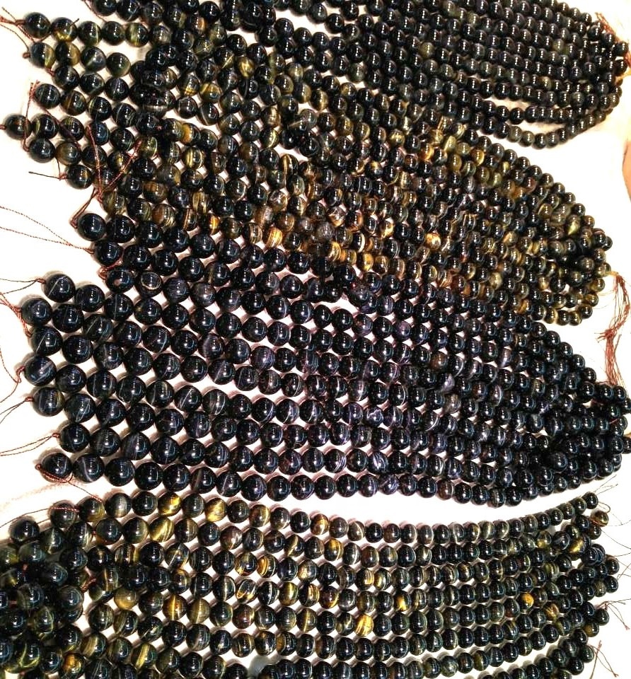 Naturliga 3a Grade Färgglada Round Tiger Eye Pärlor för att göra grossist 34