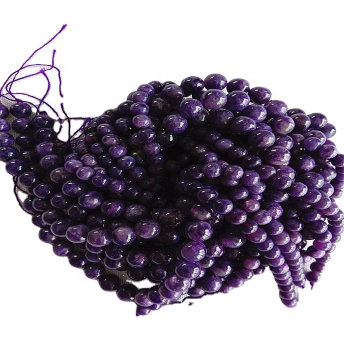 ਕੁਦਰਤੀ ਚਰਾਇਟ 5 ਏ ਗੋਲ ਸ਼ਕਲ ਮਣਕੇ ਨਿਰਵਿਘਨ ਅਤੇ ਜਾਮਨੀ ਰਤਨ ਦੀਆਂ ਤਾਰਾਂ 13