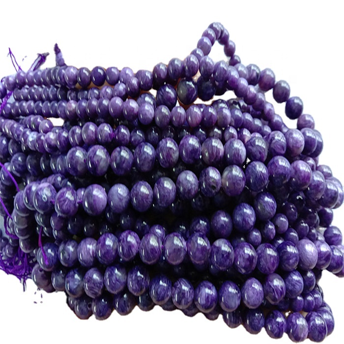 ਕੁਦਰਤੀ ਚਰਾਇਟ 5 ਏ ਗੋਲ ਸ਼ਕਲ ਮਣਕੇ ਨਿਰਵਿਘਨ ਅਤੇ ਜਾਮਨੀ ਰਤਨ ਦੀਆਂ ਤਾਰਾਂ 17