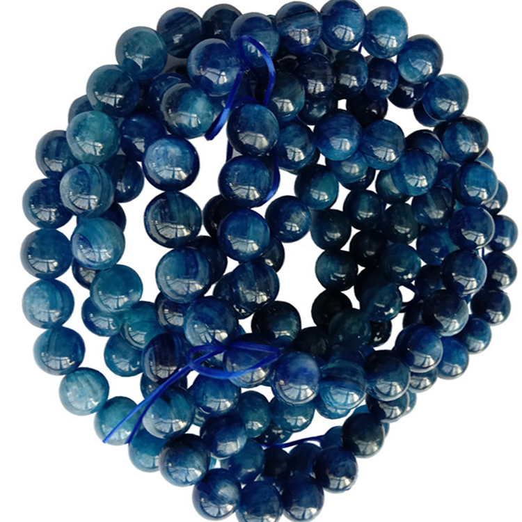 Braccialetto di kyanite all'ingrosso 8mm blu di alta qualità Kyanite Bracciale in rilievo con cinturino in rilievo 30
