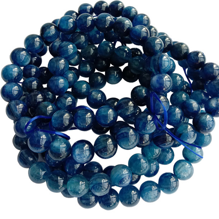 Braccialetto di kyanite all'ingrosso 8mm blu di alta qualità Kyanite Bracciale in rilievo con cinturino in rilievo 32