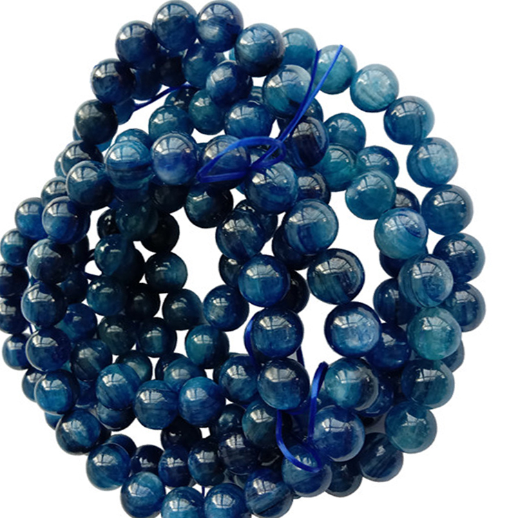 Braccialetto di kyanite all'ingrosso 8mm blu di alta qualità Kyanite Bracciale in rilievo con cinturino in rilievo 36