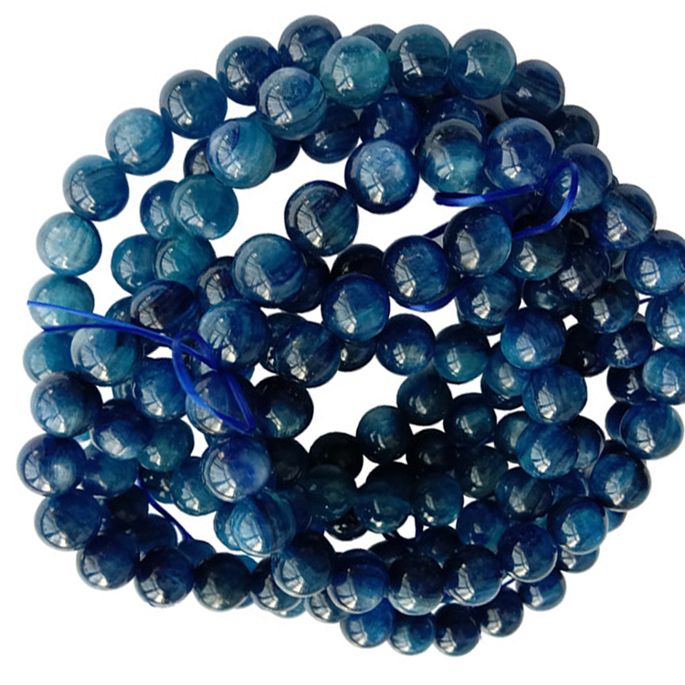 Braccialetto di kyanite all'ingrosso 8mm blu di alta qualità Kyanite Bracciale in rilievo con cinturino in rilievo 34