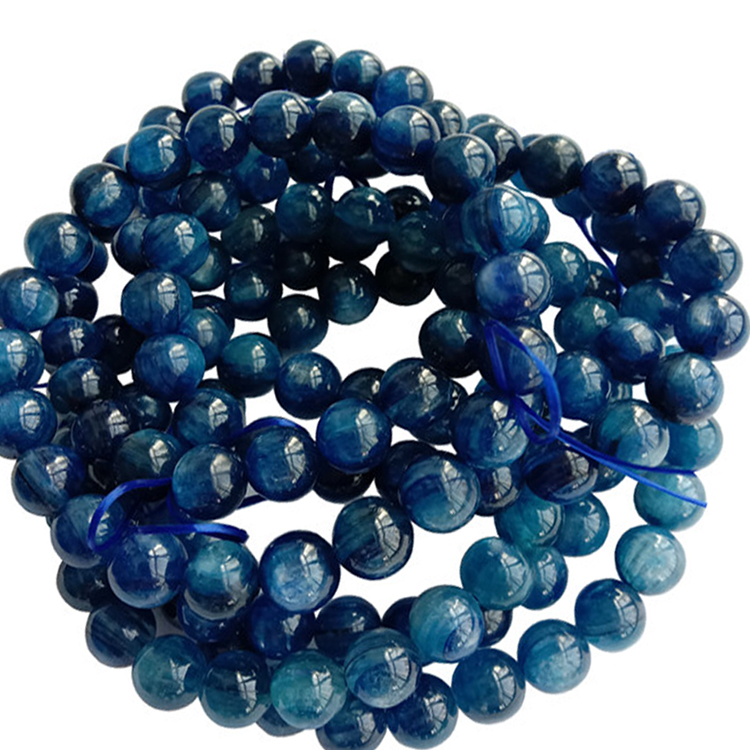 Braccialetto di kyanite all'ingrosso 8mm blu di alta qualità Kyanite Bracciale in rilievo con cinturino in rilievo 38
