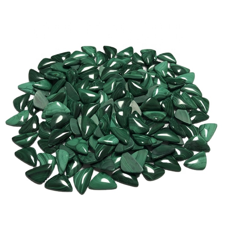 Natyrore Malachite Triangle Cabochon Stone Back Back për bizhuteri Triangle Malakite Cabochon Pikëpamje të lirshme 35