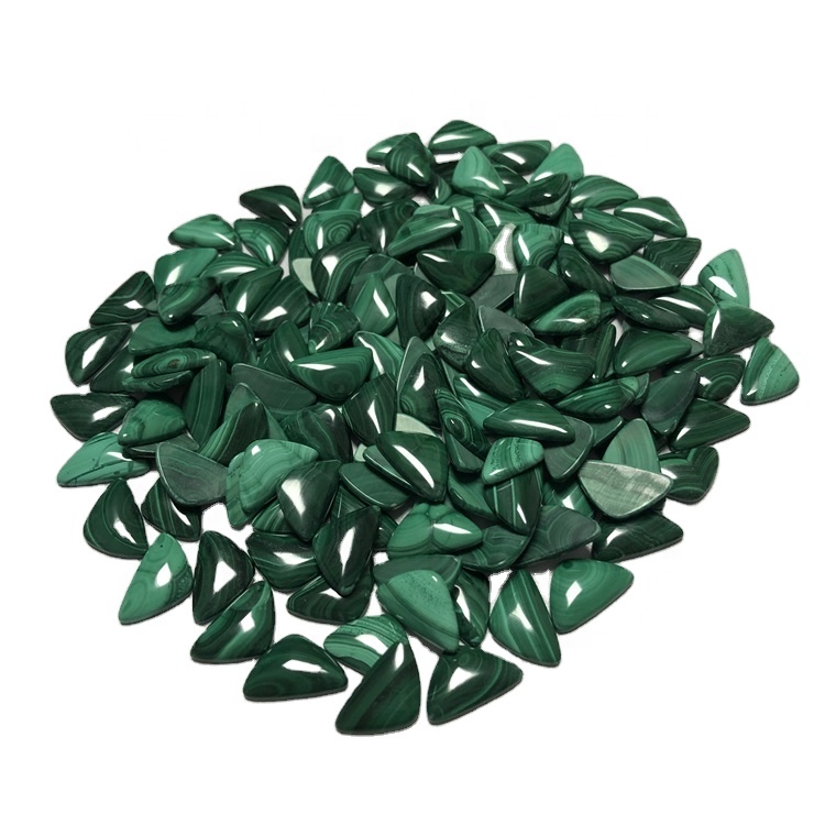 Natyrore Malachite Triangle Cabochon Stone Back Back për bizhuteri Triangle Malakite Cabochon Pikëpamje të lirshme 39