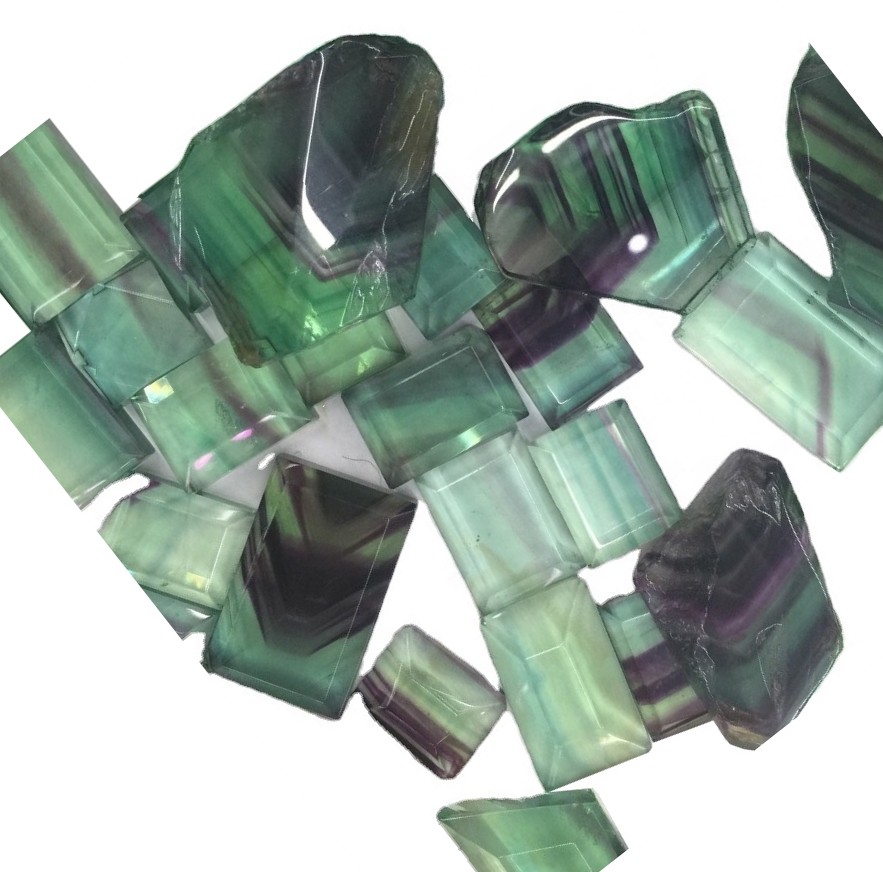 Green fluorite pyramid rectangle cabochon calibrated cabochons loose cabochons. 35