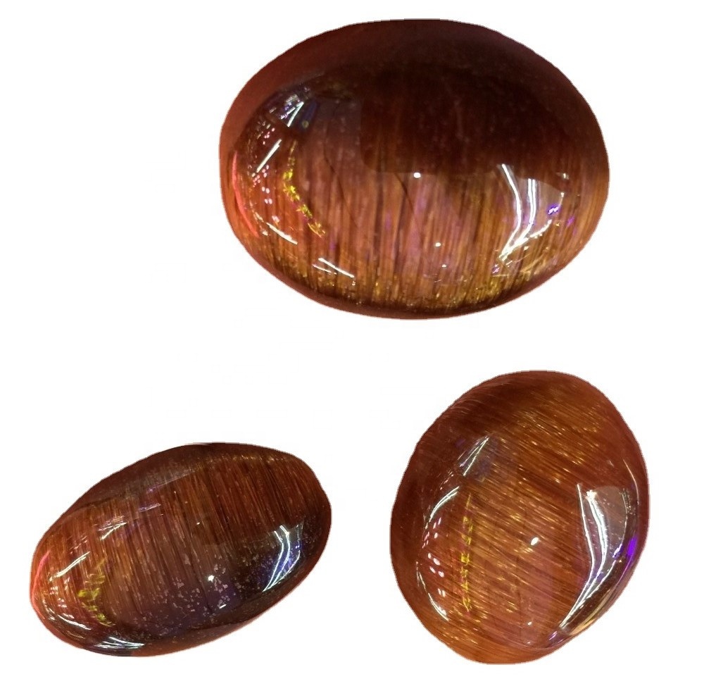 Природно бакар Рутиле Куартз Цабоцхони бакар Рутилски драго камење Врхунски ручно рађени ручни бакар Рутиле Лабав драгуљ 34