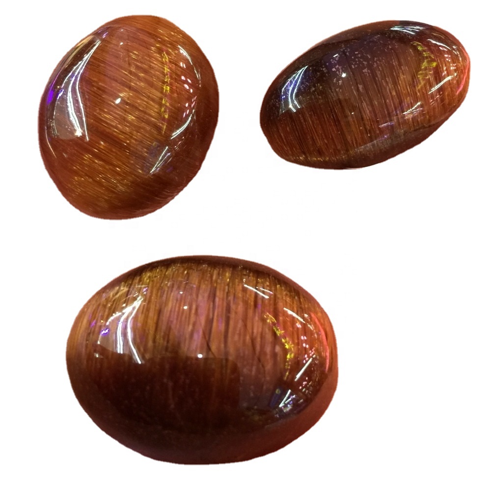 Природно бакар Рутиле Куартз Цабоцхони бакар Рутилски драго камење Врхунски ручно рађени ручни бакар Рутиле Лабав драгуљ 38