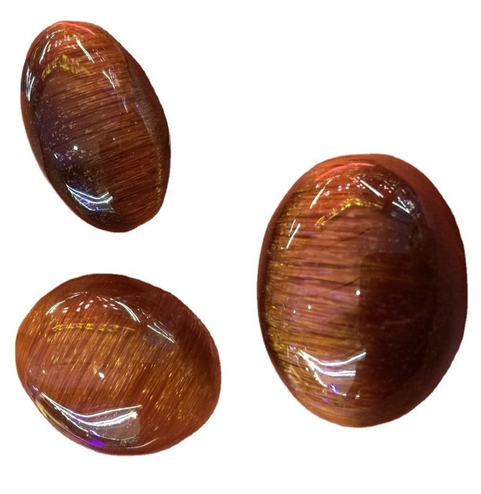 Природно бакар Рутиле Куартз Цабоцхони бакар Рутилски драго камење Врхунски ручно рађени ручни бакар Рутиле Лабав драгуљ 36