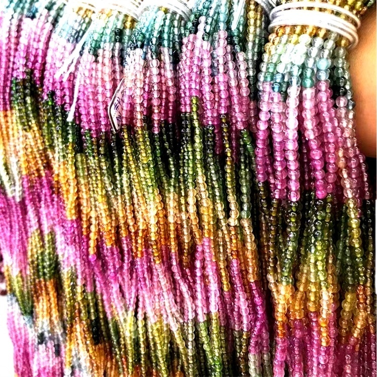 Tarmaline Gemstone rụrụ beads na-ere ọkụ 38
