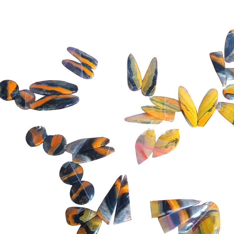 Ya jumla ya asili ya asili ya agate cabochon kushoto na kulia mechi jozi laini jiwe 19