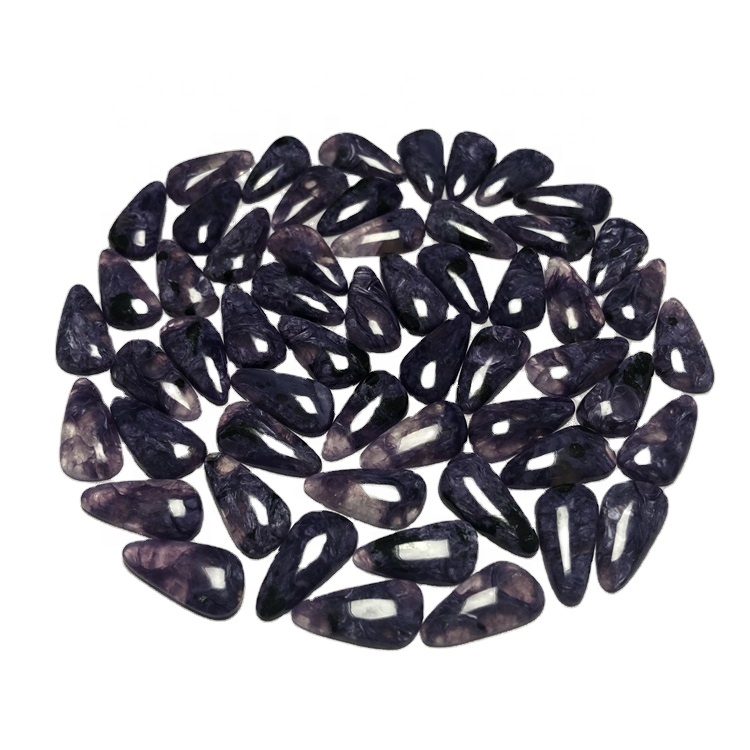 Bentuk Charite Gemstone Pear Sikap Topik Charoite Cabochon Setting Charoite Flat Cabochons 20